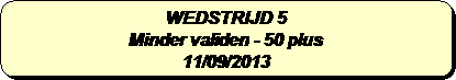 Afgeronde rechthoek: WEDSTRIJD 5
Minder validen - 50 plus 
11/09/2013
